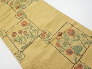 アンティーク　色紙に草花模様織出し袋帯（材料）